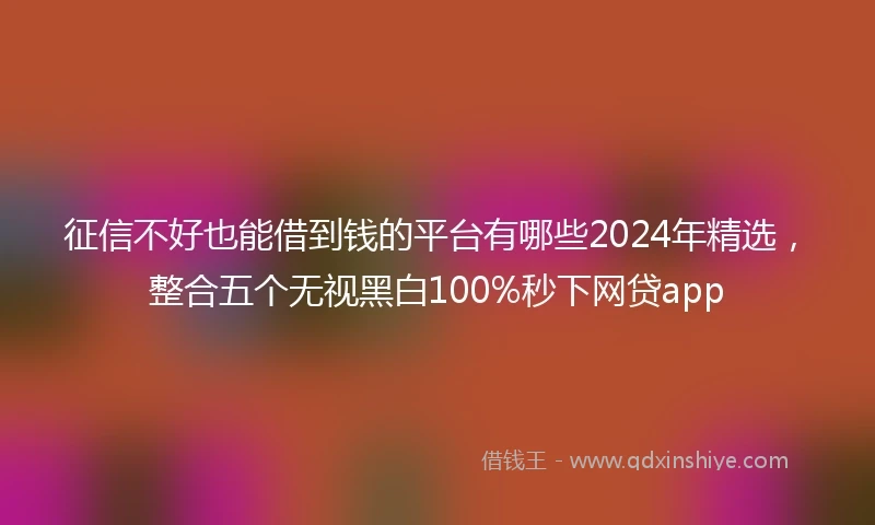 征信不好也能借到钱的平台有哪些2024年精选，整合五个无视黑白100%秒下网贷app