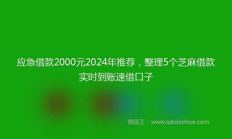 应急借款2000元2024年推荐，整理5个芝麻借款实时到账速借口子