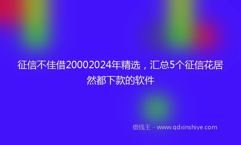 征信不佳借20002024年精选，汇总5个征信花居然都下款的软件
