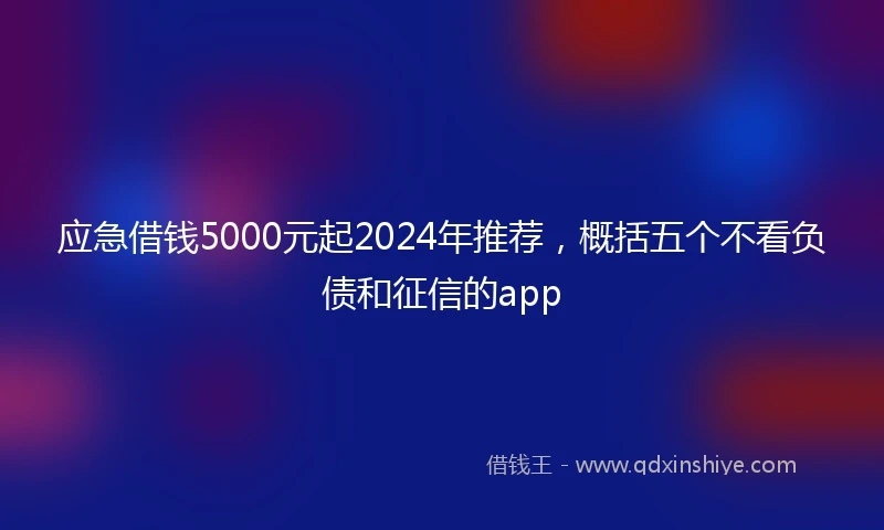 应急借钱5000元起2024年推荐，概括五个不看负债和征信的app