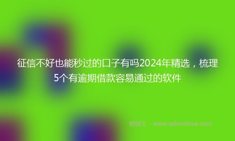 征信不好也能秒过的口子有吗2024年精选，梳理5个有逾期借款容易通过的软件