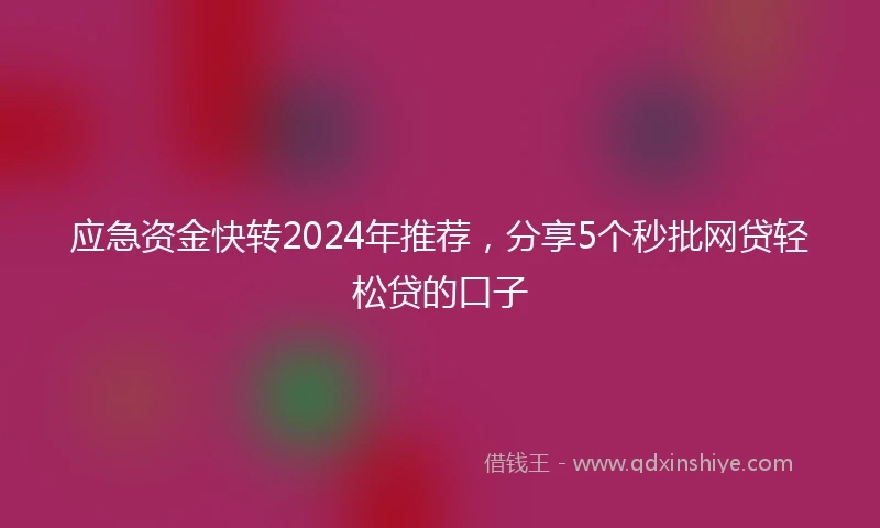 应急资金快转2024年推荐，分享5个秒批网贷轻松贷的口子