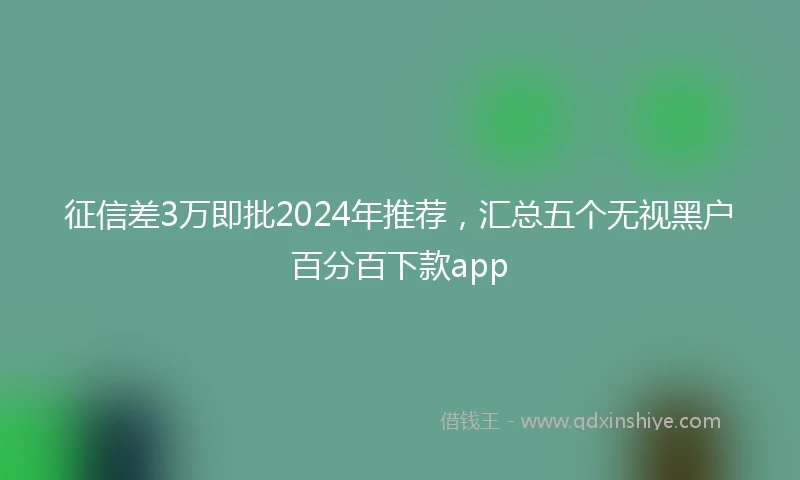 征信差3万即批2024年推荐，汇总五个无视黑户百分百下款app
