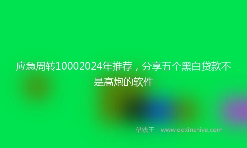 应急周转10002024年推荐，分享五个黑白贷款不是高炮的软件