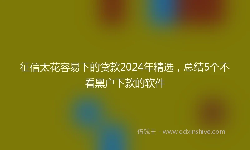 征信太花容易下的贷款2024年精选，总结5个不看黑户下款的软件