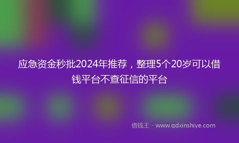 应急资金秒批2024年推荐，整理5个20岁可以借钱平台不查征信的平台