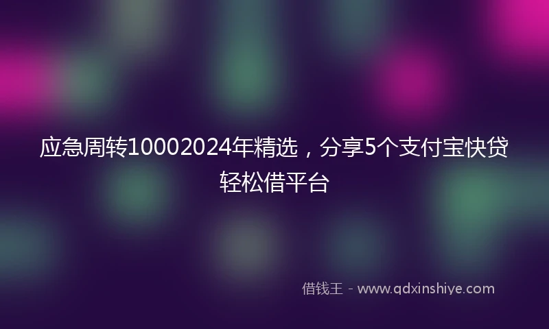 应急周转10002024年精选，分享5个支付宝快贷轻松借平台