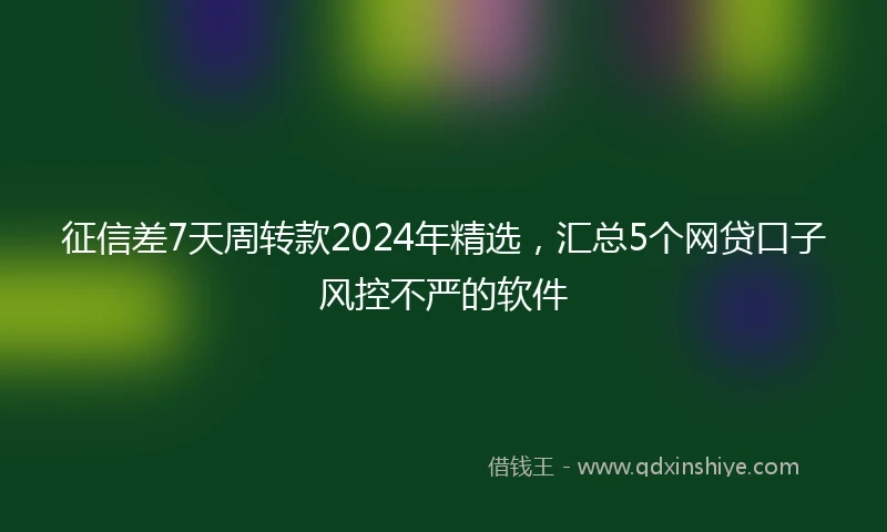 征信差7天周转款2024年精选，汇总5个网贷口子风控不严的软件