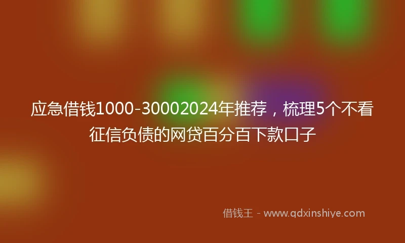 应急借钱1000-30002024年推荐，梳理5个不看征信负债的网贷百分百下款口子