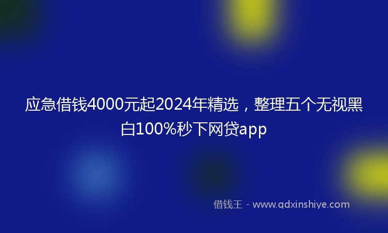 应急借钱4000元起2024年精选，整理五个无视黑白100%秒下网贷app