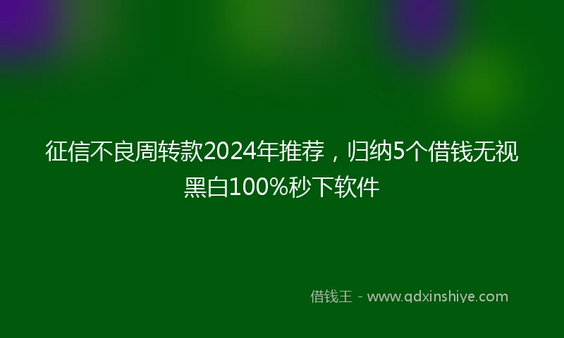 征信不良周转款2024年推荐，归纳5个借钱无视黑白100%秒下软件