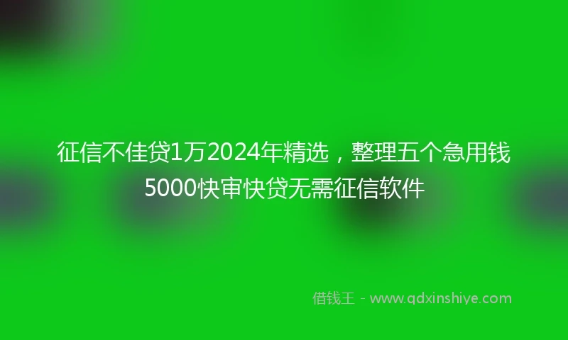 征信不佳贷1万2024年精选，整理五个急用钱5000快审快贷无需征信软件