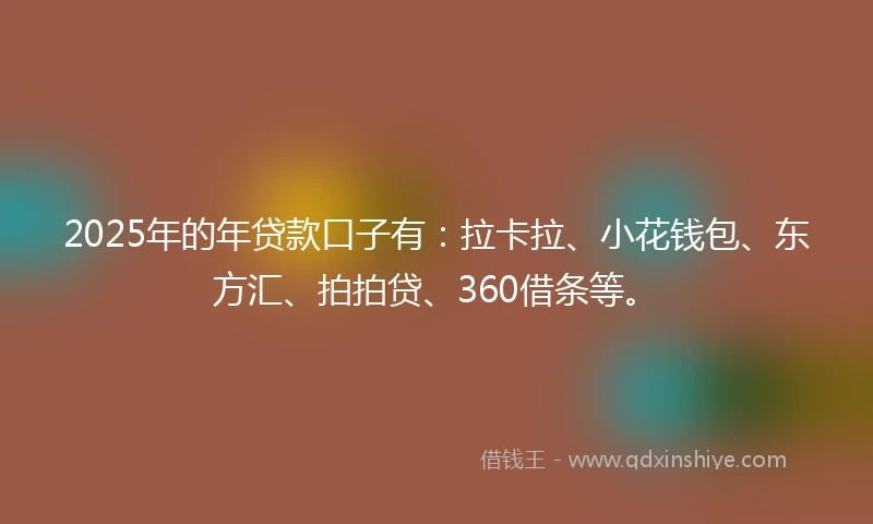 2025年的年贷款口子有：拉卡拉、小花钱包、东方汇、拍拍贷、360借条等。