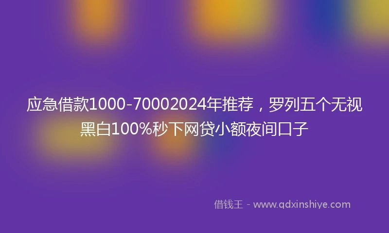 应急借款1000-70002024年推荐，罗列五个无视黑白100%秒下网贷小额夜间口子