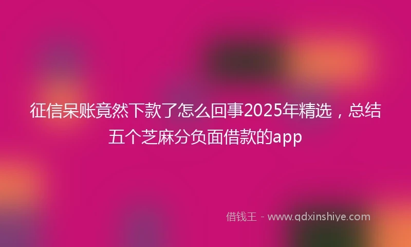 征信呆账竟然下款了怎么回事2025年精选，总结五个芝麻分负面借款的app