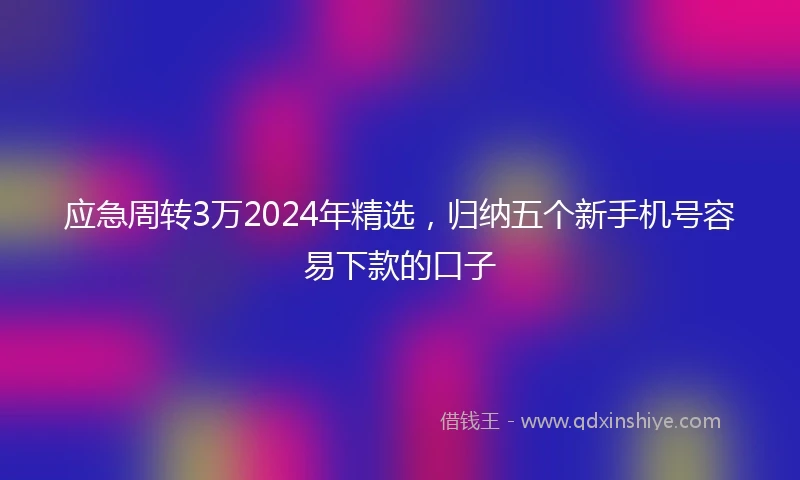 应急周转3万2024年精选，归纳五个新手机号容易下款的口子