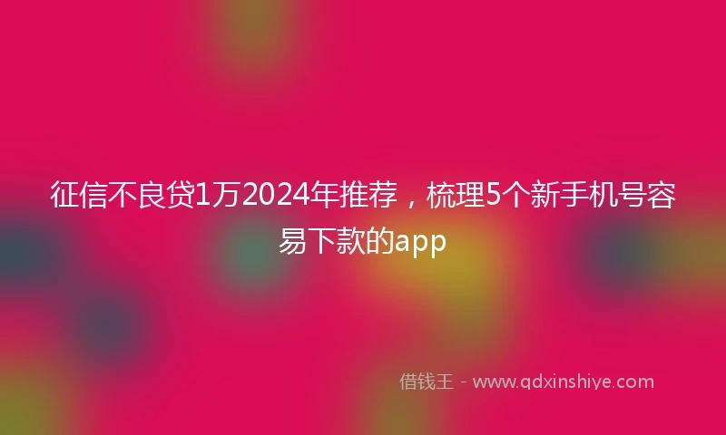 征信不良贷1万2024年推荐，梳理5个新手机号容易下款的app