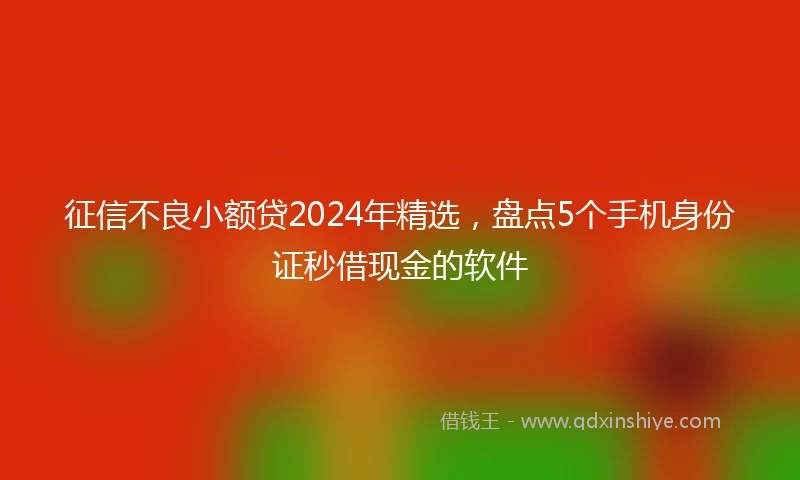 征信不良小额贷2024年精选，盘点5个手机身份证秒借现金的软件