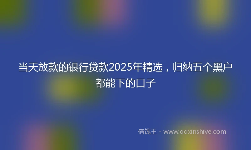 当天放款的银行贷款2025年精选，归纳五个黑户都能下的口子
