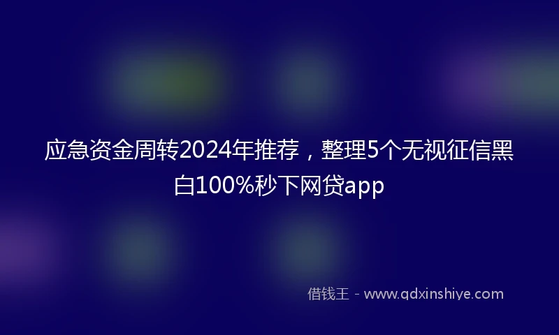 应急资金周转2024年推荐，整理5个无视征信黑白100%秒下网贷app