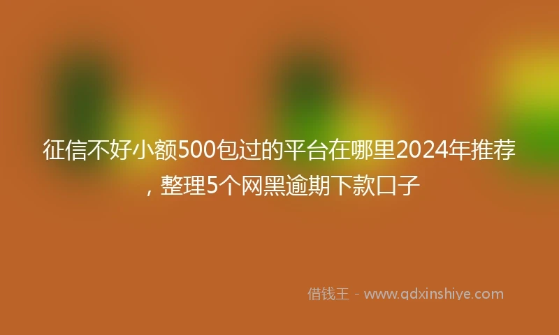 征信不好小额500包过的平台在哪里2024年推荐，整理5个网黑逾期下款口子