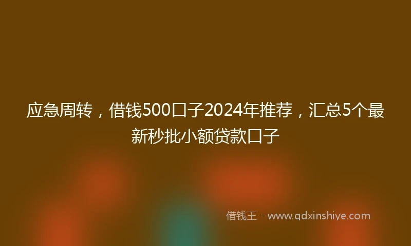 应急周转，借钱500口子2024年推荐，汇总5个最新秒批小额贷款口子