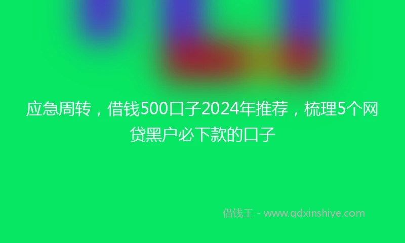 应急周转，借钱500口子2024年推荐，梳理5个网贷黑户必下款的口子