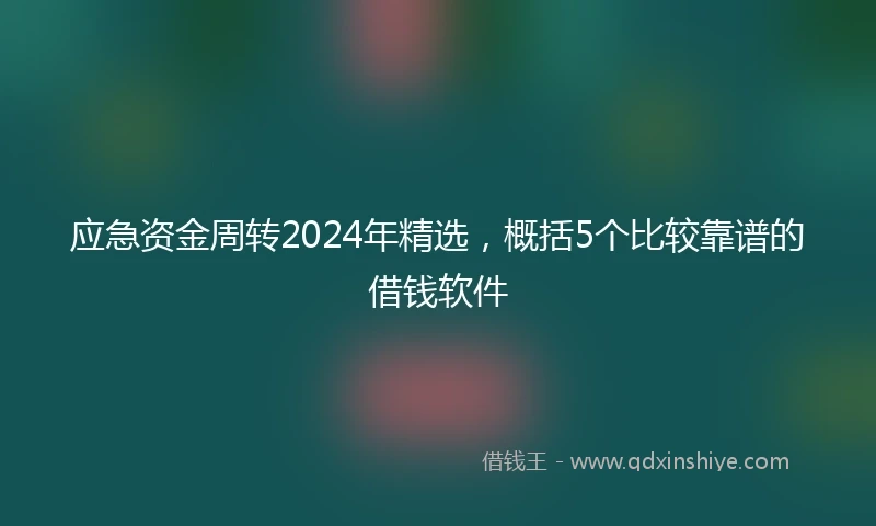 应急资金周转2024年精选，概括5个比较靠谱的借钱软件