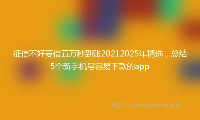 征信不好要借五万秒到账20212025年精选，总结5个新手机号容易下款的app