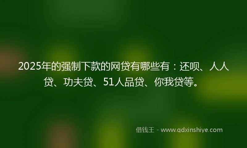 2025年的强制下款的网贷有哪些有：还呗、人人贷、功夫贷、51人品贷、你我贷等。