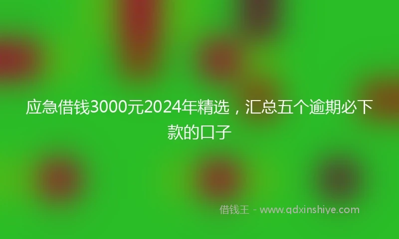 应急借钱3000元2024年精选，汇总五个逾期必下款的口子