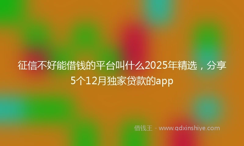征信不好能借钱的平台叫什么2025年精选，分享5个12月独家贷款的app