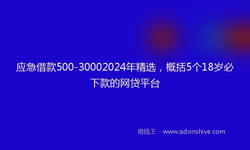 应急借款500-30002024年精选，概括5个18岁必下款的网贷平台