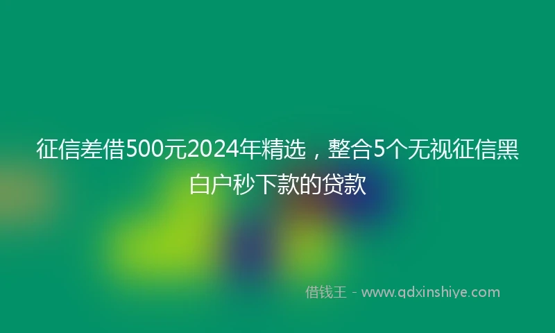 征信差借500元2024年精选，整合5个无视征信黑白户秒下款的贷款