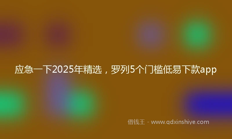 应急一下2025年精选，罗列5个门槛低易下款app