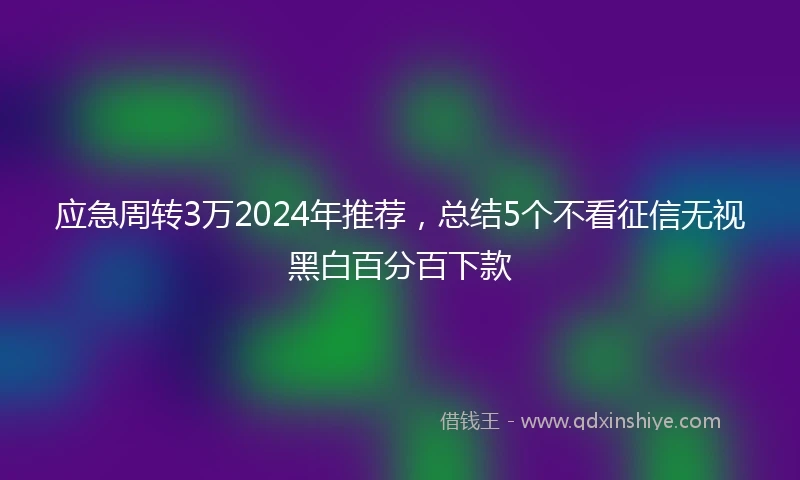 应急周转3万2024年推荐，总结5个不看征信无视黑白百分百下款