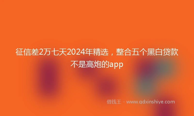 征信差2万七天2024年精选，整合五个黑白贷款不是高炮的app