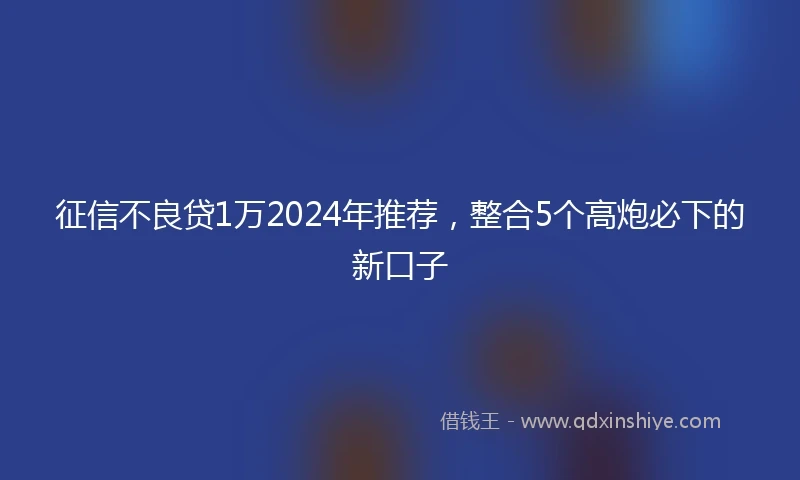 征信不良贷1万2024年推荐，整合5个高炮必下的新口子