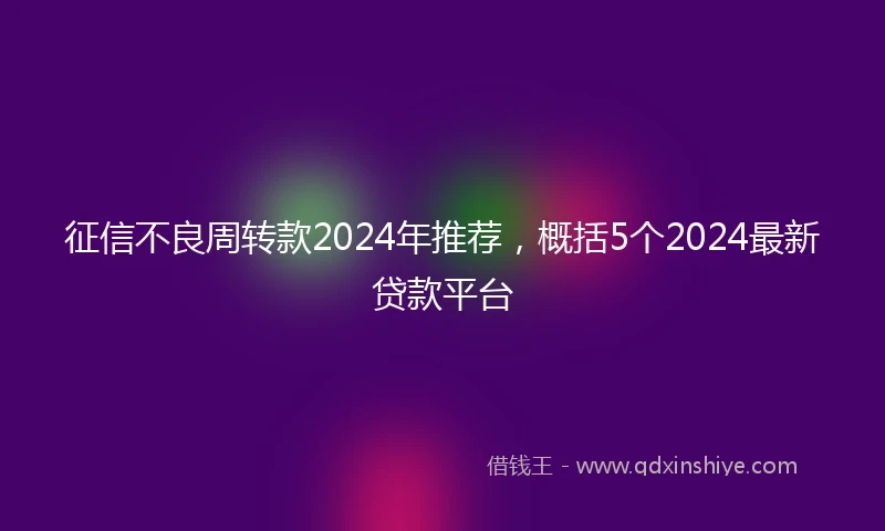 征信不良周转款2024年推荐，概括5个2024最新贷款平台