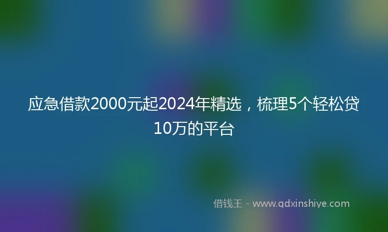 应急借款2000元起2024年精选，梳理5个轻松贷10万的平台