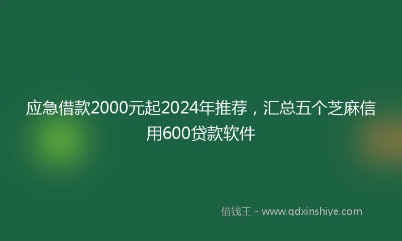 应急借款2000元起2024年推荐，汇总五个芝麻信用600贷款软件