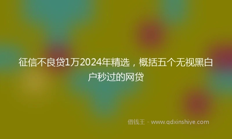 征信不良贷1万2024年精选，概括五个无视黑白户秒过的网贷