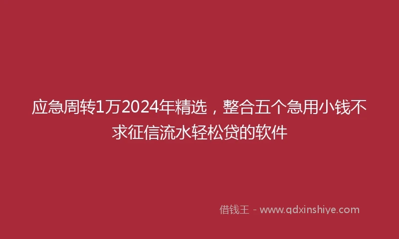 应急周转1万2024年精选，整合五个急用小钱不求征信流水轻松贷的软件