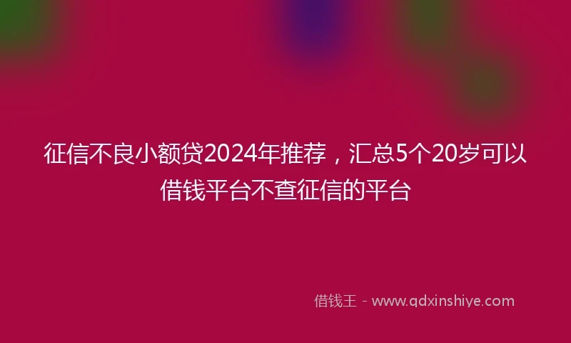征信不良小额贷2024年推荐，汇总5个20岁可以借钱平台不查征信的平台