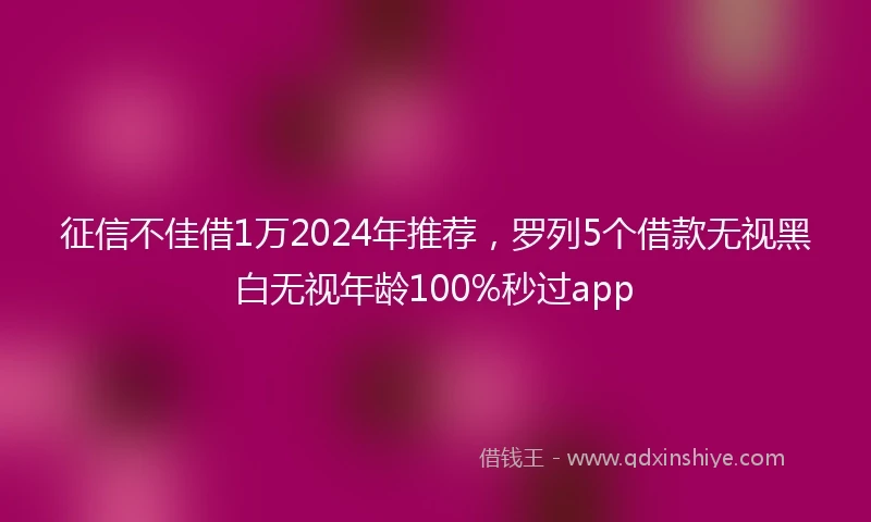 征信不佳借1万2024年推荐，罗列5个借款无视黑白无视年龄100%秒过app
