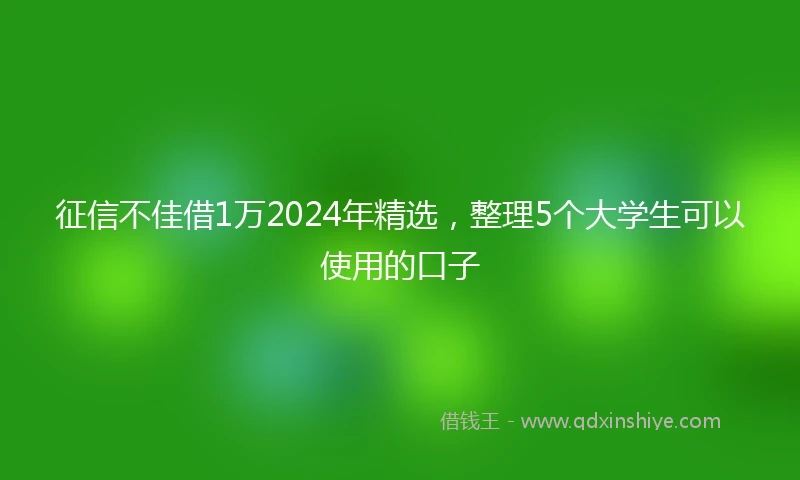 征信不佳借1万2024年精选，整理5个大学生可以使用的口子