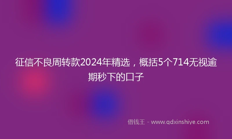 征信不良周转款2024年精选，概括5个714无视逾期秒下的口子