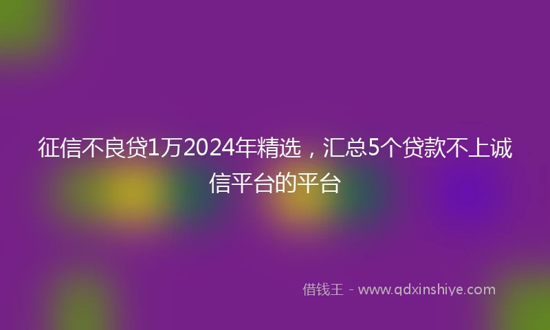 征信不良贷1万2024年精选，汇总5个贷款不上诚信平台的平台