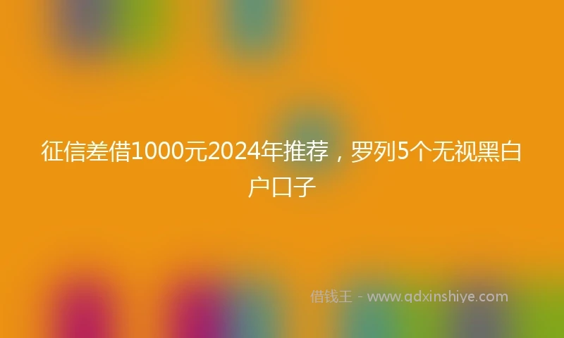 征信差借1000元2024年推荐，罗列5个无视黑白户口子