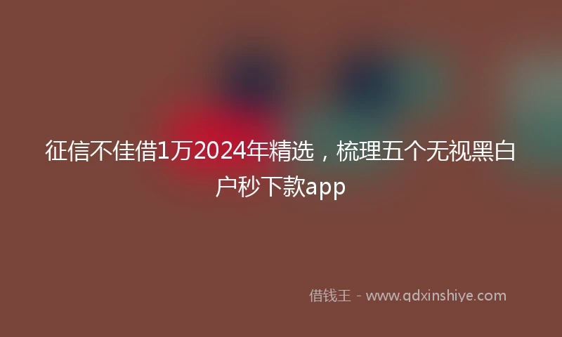 征信不佳借1万2024年精选，梳理五个无视黑白户秒下款app